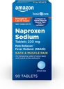 基本护理 " 背部和肌肉疼痛 " ,220毫克,12小时疼痛缓解剂,Naproxen Sodium 片剂,疼痛救生剂和减热剂,90个计数