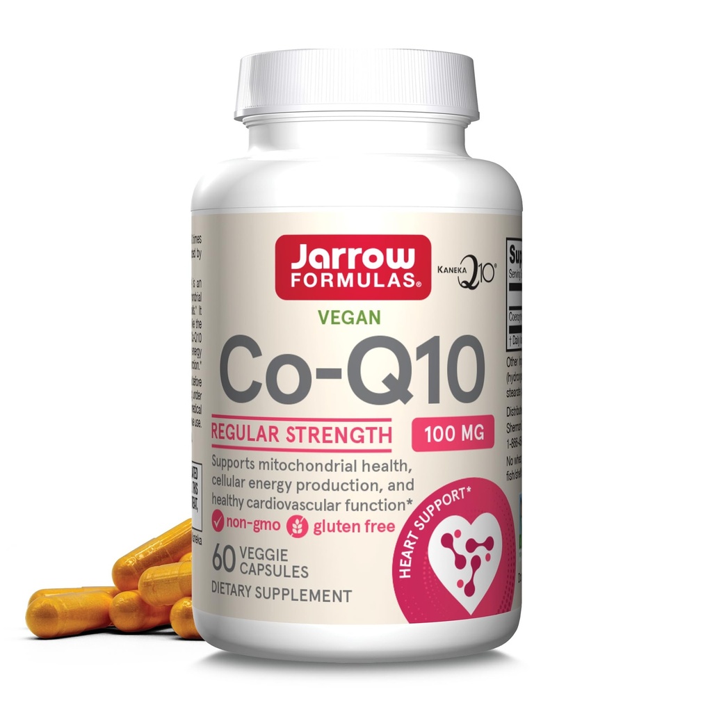 Jarrow Formules Co-Q10 100 mg - 抗氧化剂支持 Mitochondrial 健康,细胞能量生产与健康心血管功能 - 60 Vegie Capsules - 非GMO - Gluten Free