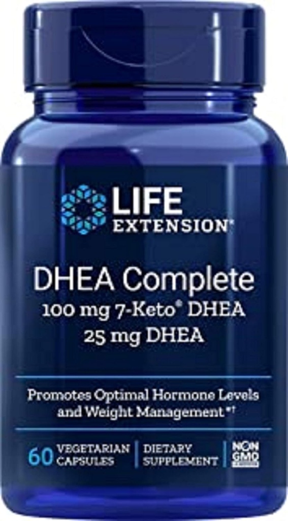 寿命延长 DHEA 完成,100 mg 7-Keto DHEA, 25 mg DHEA, 60 capsules