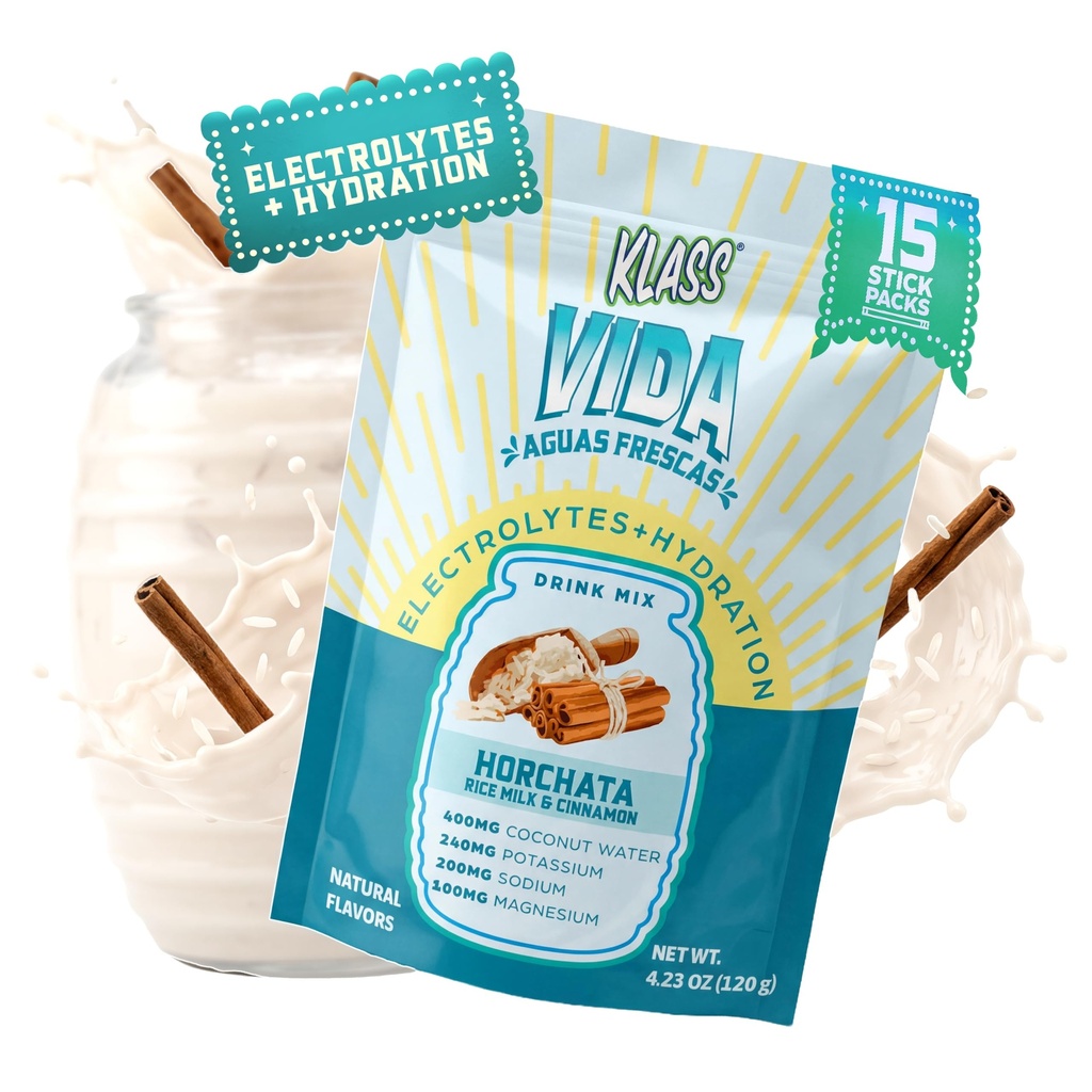 KLASS VIDA Daily Hydration | Horchata Electrolytes | 15 Sticks | Coconut water and minerals support everyday hydration, refreshing horchata flavor, vegan formula