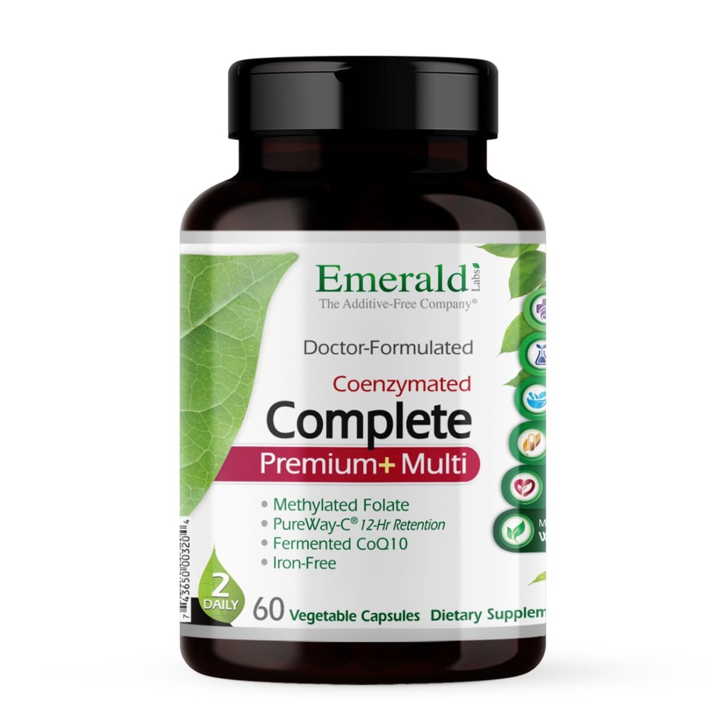 EMEARLD LABS 完整的 Premium 多-多维素用于消化和免疫支持,以维生素C为纯Way-C,B维生素复合体,Albion Chelated Zinc & More - 60 Vegetable Capsules (30日供应)