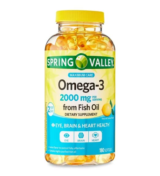 春季谷Omega-3 来自鱼油最大护理软胶,2000mg,180count