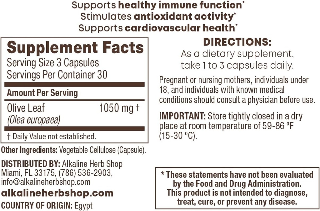 Alkaline Herb Shop 橄榄叶补编 90 Capsules