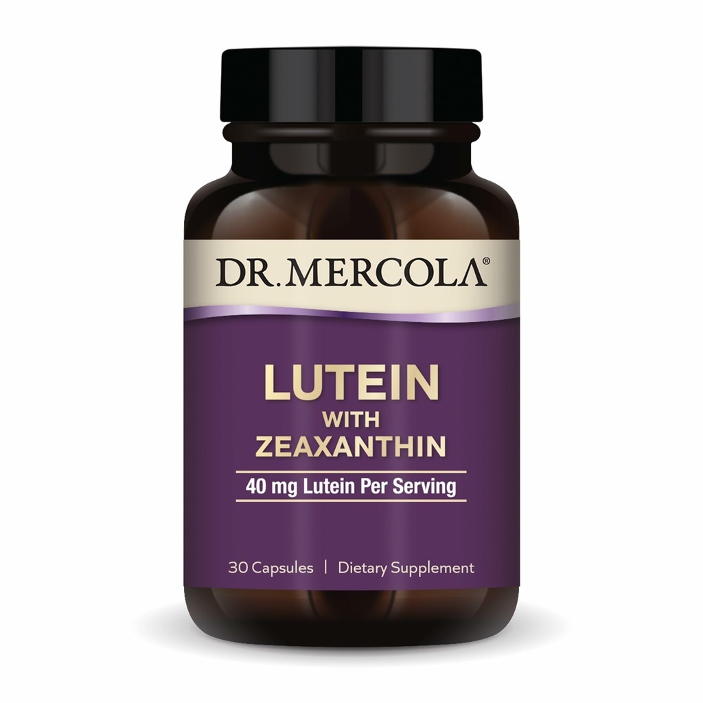 Mercola Lutein博士与Zeaxanthin,30名服务员(30名卡普勒斯),40毫克Lutein Per服务员,膳食补充品,支持愿景健康和认知功能,非GMO