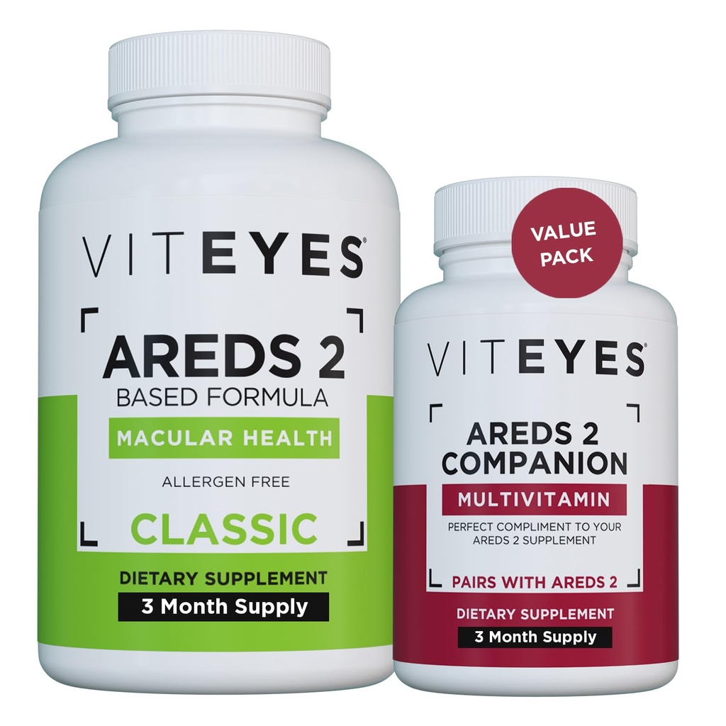 Viteyes AREDS 2 Capsules and Viteyes 多维特敏 AREDS 2 Companions, 单日剂量眼维生素,3个月供应量