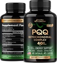 PQQ 40 mg - PQQ 配有 CoQ10 补编 - Mitochondria Biogenic & Cellular Energy Production - 配有镁,维生素C,E & B2 - 纯和高度生物可用性 - 实验室测试 - 美国制造 - 60 Capsules