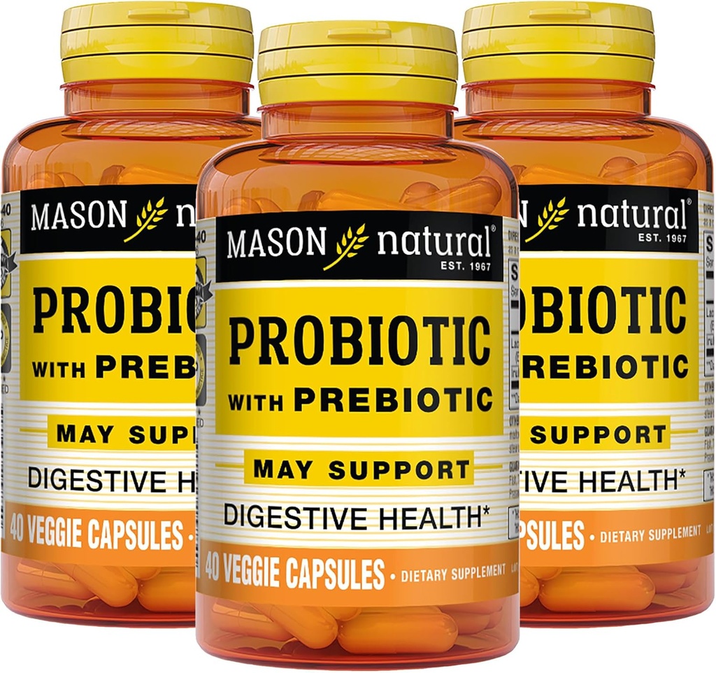 Mason Natural Probiotic with Prebiotic,120天供应正常消化功能和改良的Gut健康,3包