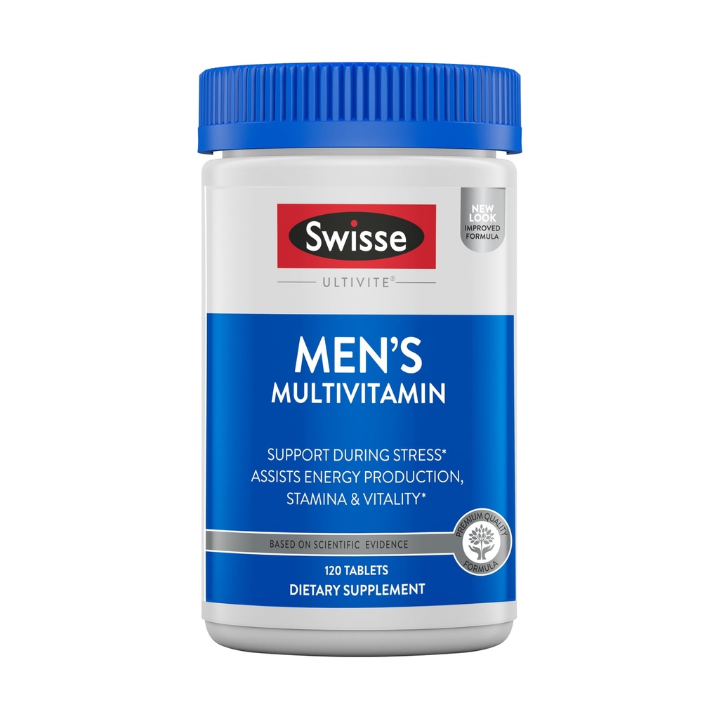 瑞士Ultivite Mens Daily multivitamins + 50 维生素、抗氧化剂和矿物 + 适应剂 + 能量、压力和免疫支持 + 男子维生素 + 120 片