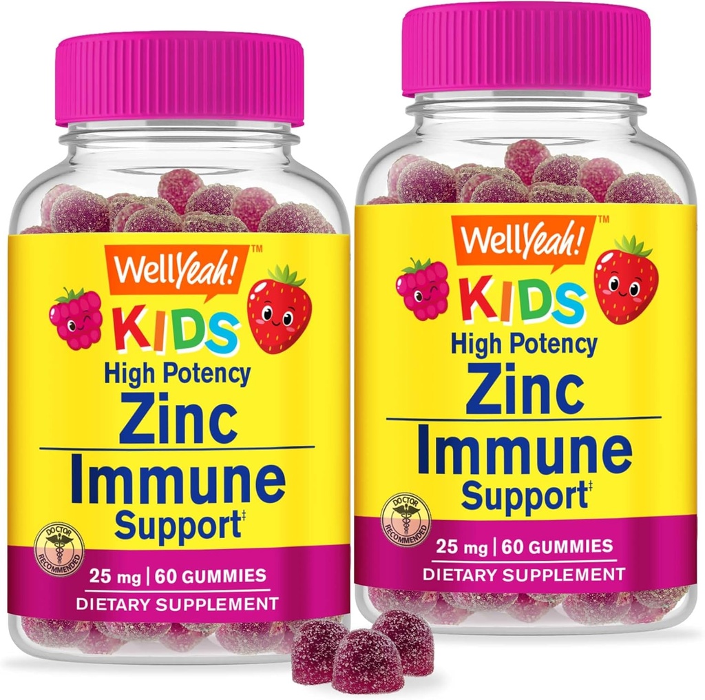(原始内容存档于2018-03-29) (中文(简体) ). Wellyeah Zinc for Kids 25mg Gummys - Immune System and Antioxidant Support - 皮肤健康,最大强力儿童 Zinc 补充 Immune Booster Gummy - GMO - Free, Vegan - 60 Gummys (2)