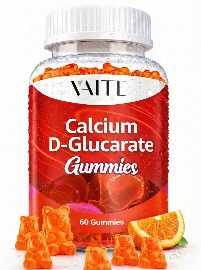 D-Glucarate Gummys 1000mg - CDG 男女清洁补品,荷尔蒙代谢平衡与更年期支持,Non-GMO,Vegan,Gluten Free,Soy Free补品,60 Gummy Chewables