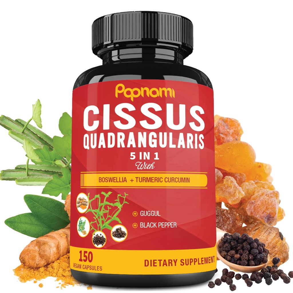 Cissus Quadrangularis Capsules 配有 Boswellia, Guggul, Turmeric, 黑胡椒提取器 - 150 Capsules - 5个月供应