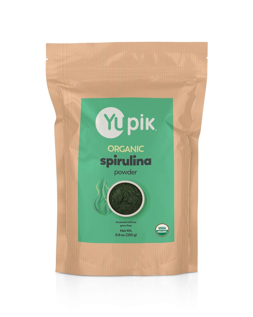 Yupik 有机螺旋藻粉 8.8 oz, USDA认证,非GMO,Kosher, Gluten-Free, Vegan, 高蛋白质, 铁和抗氧化剂, 用于平滑的超级食品, Shakes & Baking