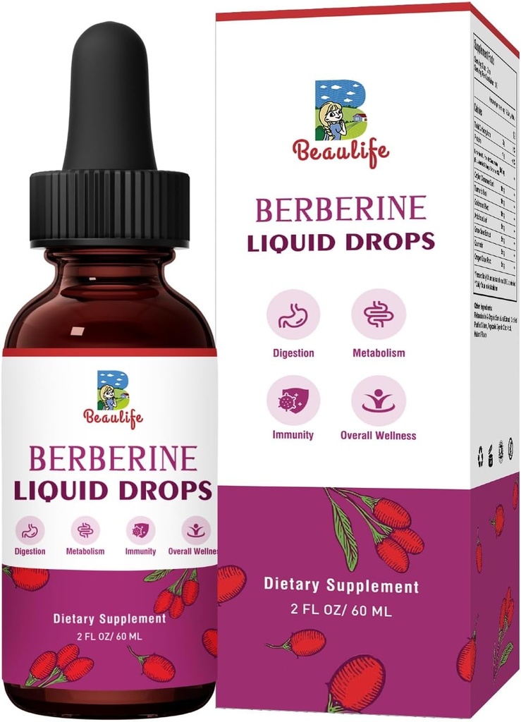 Berberine HCL 补编 - 带有金色根的柏柏林液滴, Artichoke Leaf, 锡兰肉桂, Berberine Vegie Imune 补充,文摘系统和心脏健康支持