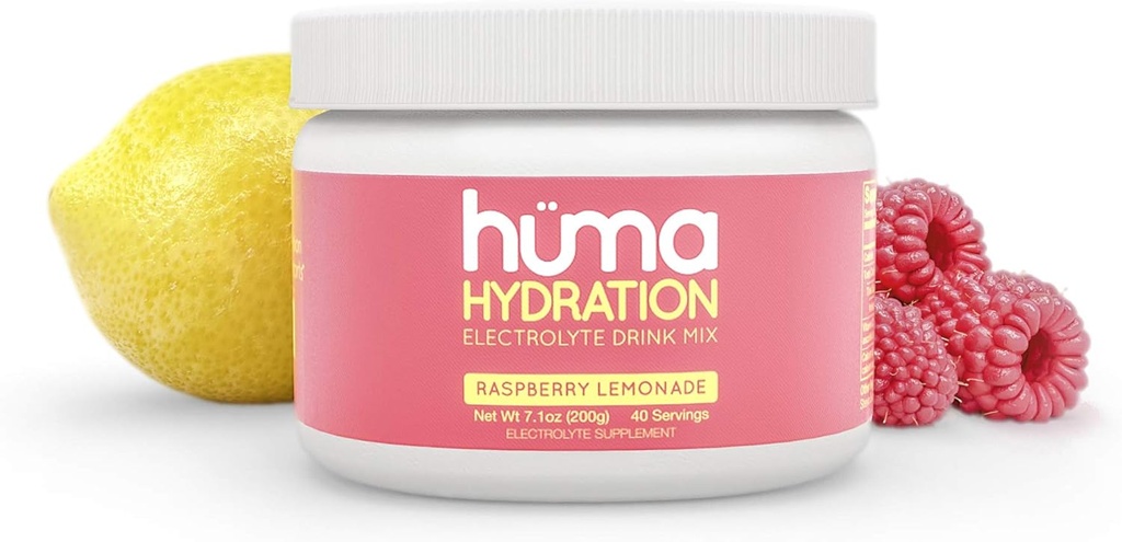 HUMA CHIA 水分饮料混合剂,Raspberry 柠檬水 40 服务 - 低卡路里,高电解质粉 - 100% 天然, 1g 糖, 10 Cal