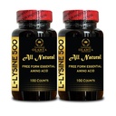 L-LYSINE 氨基酸补充剂 - Lysine 补充剂支持健康唇和口腔组织,氨基酸 Lysine 氢氯化物,氮平衡剂 - 2瓶200计