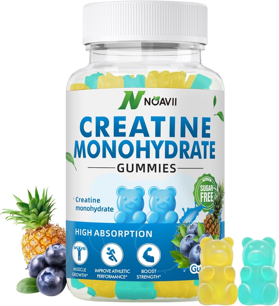 Creatine Monohydrate Gummys 5000mg for Men & Women, Chewables Creatine Monohydrate for Muscle strong, Muscle Builder, Energy Boost, 工作前补充(90个计数)-蓝莓菠萝