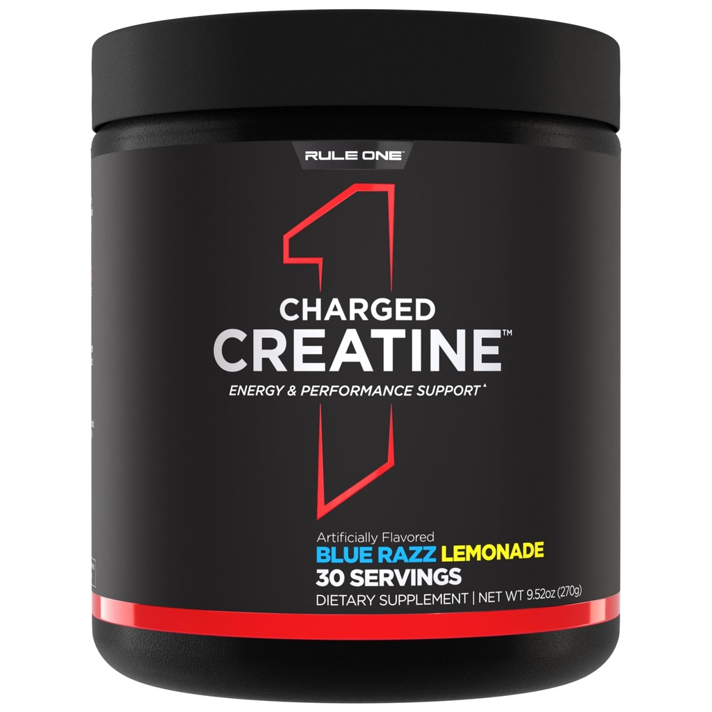 规则1 充电Creatine - 配有Creatine,Electrolyte的多功能工作补编,以及用于强度,性能,和水力支持的能量组合(30架服务机,蓝雷兹柠檬)