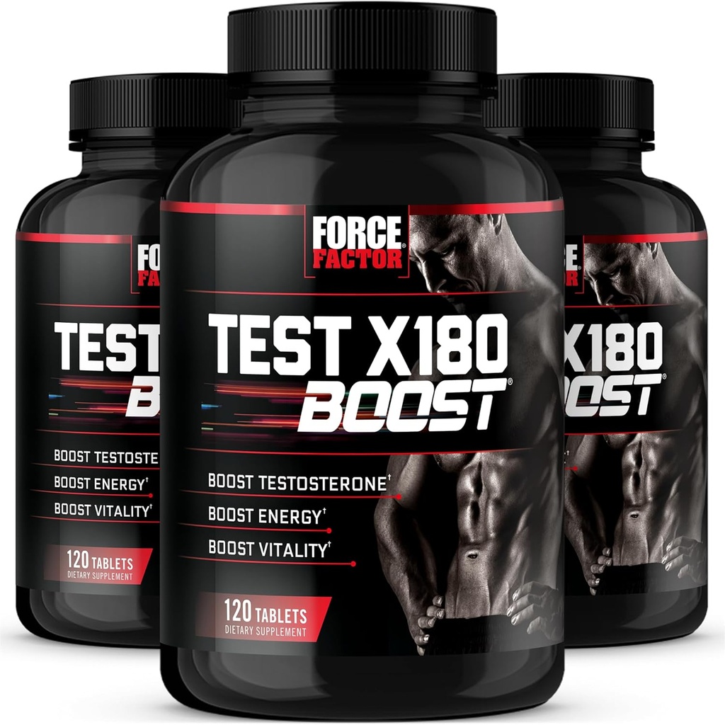 强制因子测试 X180 Boost, Testosterone Buster and Energy Supplement for Men, Boost Energy, 增量 Stamina, 和增强生命力, 配有 D- Aspartic酸和 Fenugreek, 120 Counter (Pack of 3)