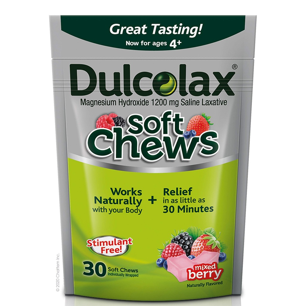 Dulcolasxilax 软咀嚼盐碱混合莓(60cm & 30cm) 1200mg 镁 水氧化物甘特便秘