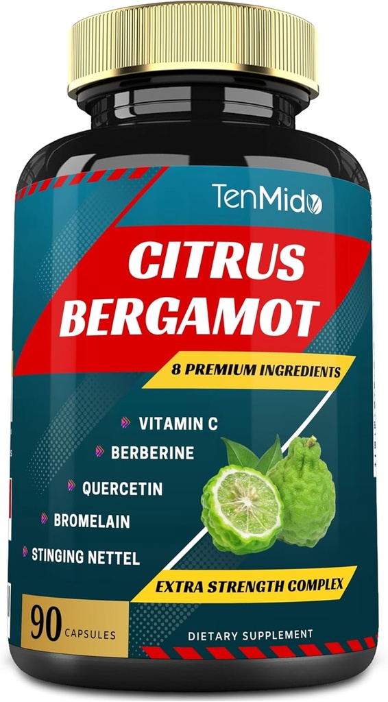 Citrus Bergamot Capsules 含有维生素C、柏柏林、奎西丁、布罗梅兰、埃奇纳西亚、黑辣椒 -- 3个月供应,90卡普