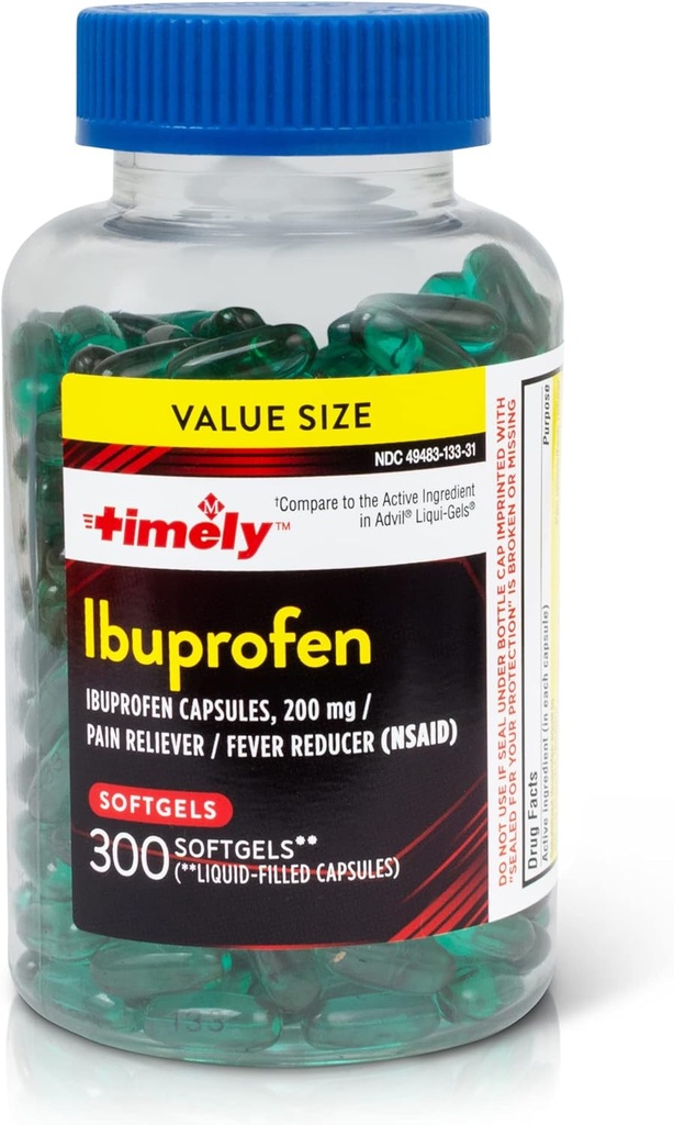 (原始内容存档于2018-09-29). Time -CAP LABS, INC. 及时Ibuprofen 200mg - 300 液体软胶 - 止痛药片和减少发烧剂 - 用于头痛、月经疼痛、牙齿痛、肌肉疼痛和关节炎疼痛