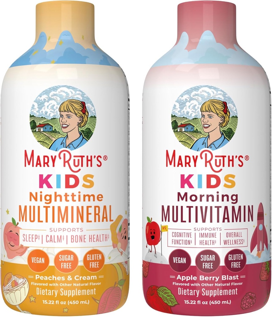 MaryRuth的液态多维明(英语:Apple Berry) & Nighttime Multiminal (Peaches & Cream) 给孩子们的 QQ 清洁标签项目 校对:Vitamins for Energy, Muscle Relax, & 总体健康 QQ Vegan