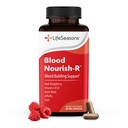LifeSeasons Blood Nourish-R - 缺铁补充剂 - 支持贫血症,肥胖症,阴郁症和眩晕症 - 无便秘 - 血型建筑 - 铁,阿尔法尔法,Raspberry & Vitamin B-12-60 Capsules