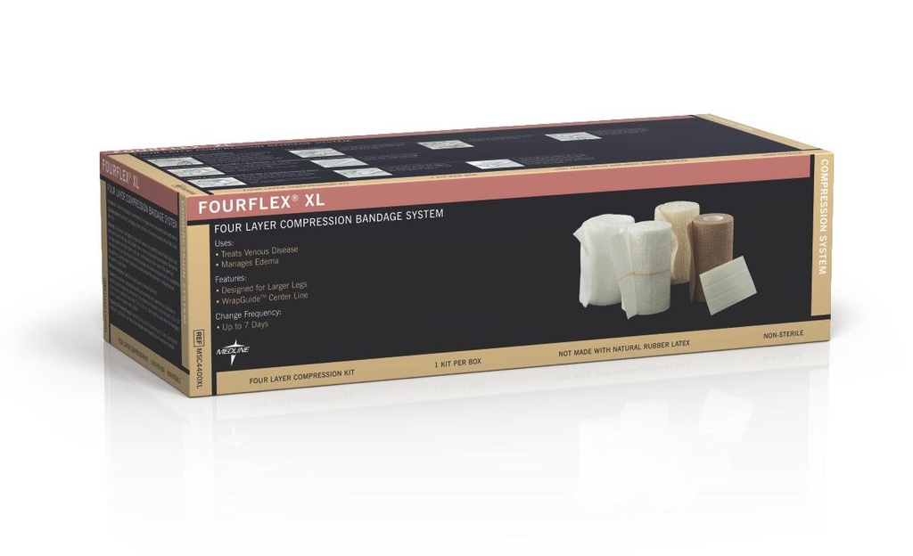 Medline Fourflex XL 4-Layer 压缩系统,尺寸 XL,适用于慢性风能不足,案例 8 Kits