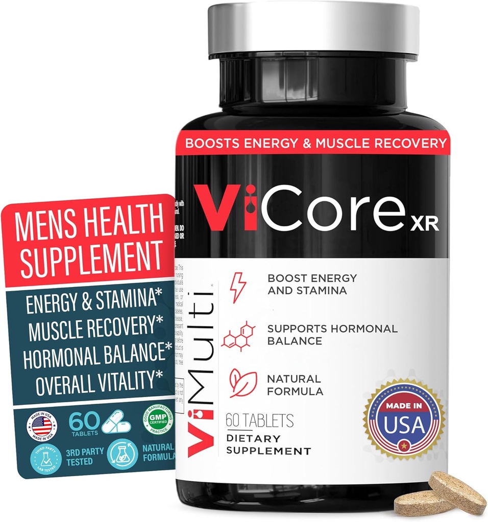 ViCore Premium Men的草药补充剂 — Tongkat Ali(长杰克), Maca Root, Panax Ginseng, Zinc & L-Arginine — 支持能源, Stamina, Immune Health & Men's Wellness — 60 Capsules