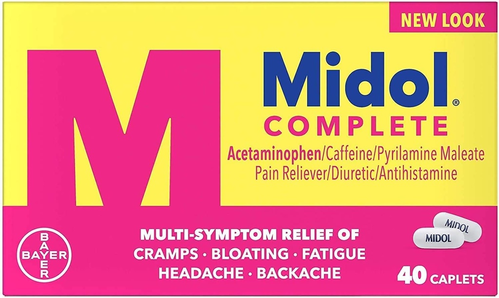Midol 完成 最大强度疼痛 救生机 Caplets 40 ea(包4)