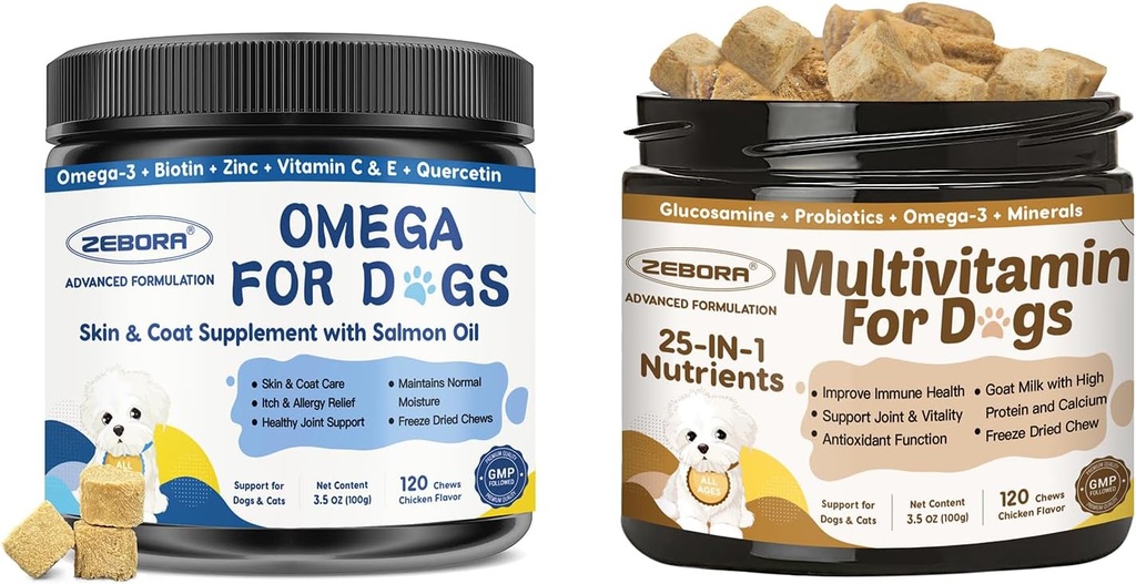 Omega 3 & 多维他明促进狗的整体健康