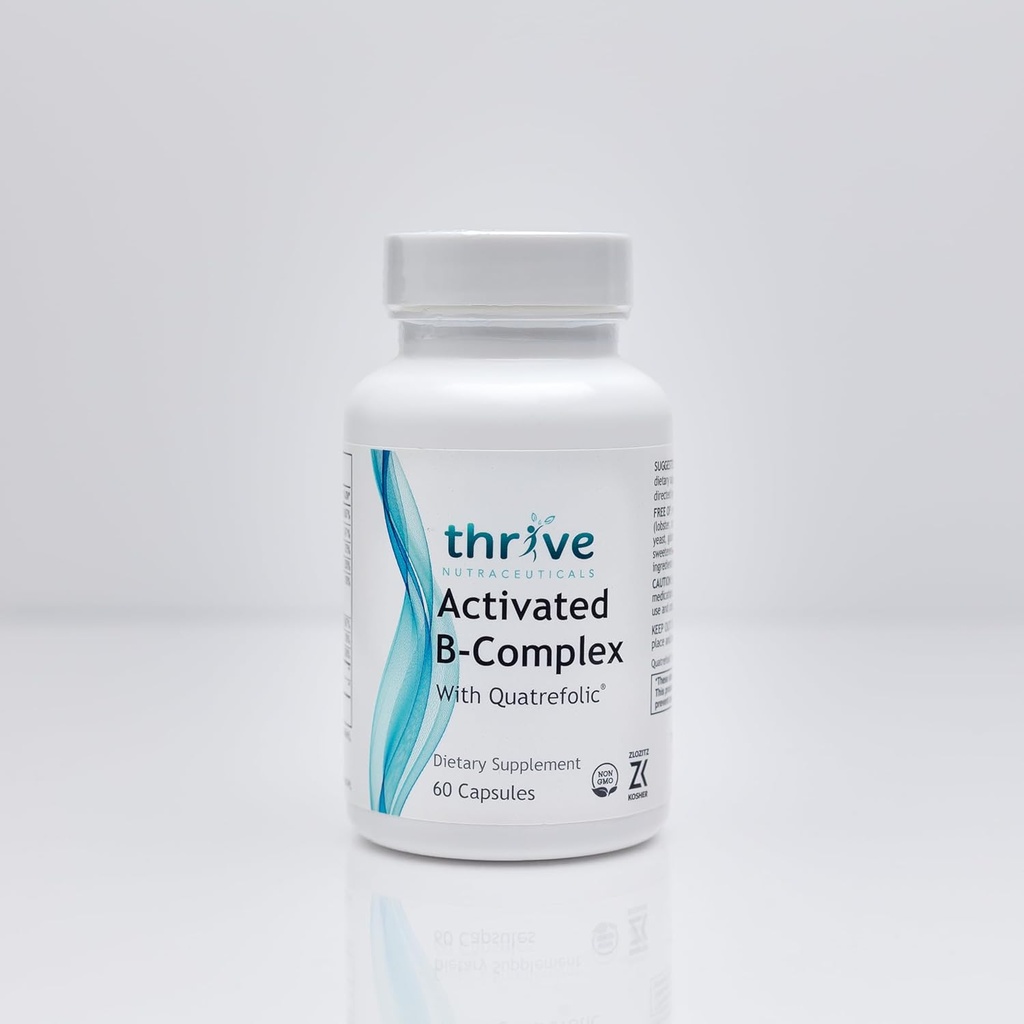 Thrive Nutracetics Actioned B-Complex with Quatrefolic - 60 非GMO Capsules - Kosher 最佳健康的饮食补充 - 无 Yeast & Gluten,支持能量和认知函数