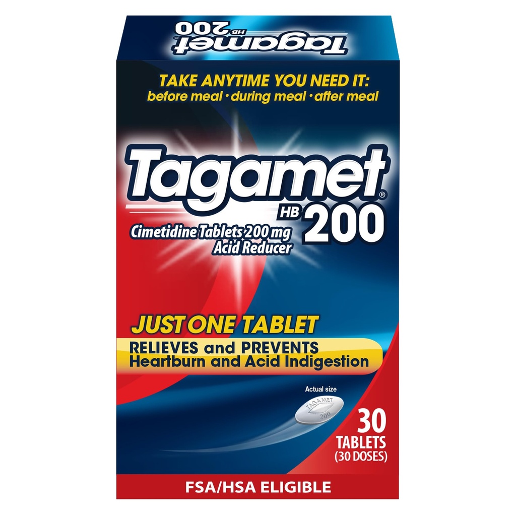 Tagamet HB 200 mg Cimetidine Acid Reducer and Heartburn Relief, Relieves and Prevents Indigestion, 30 Count