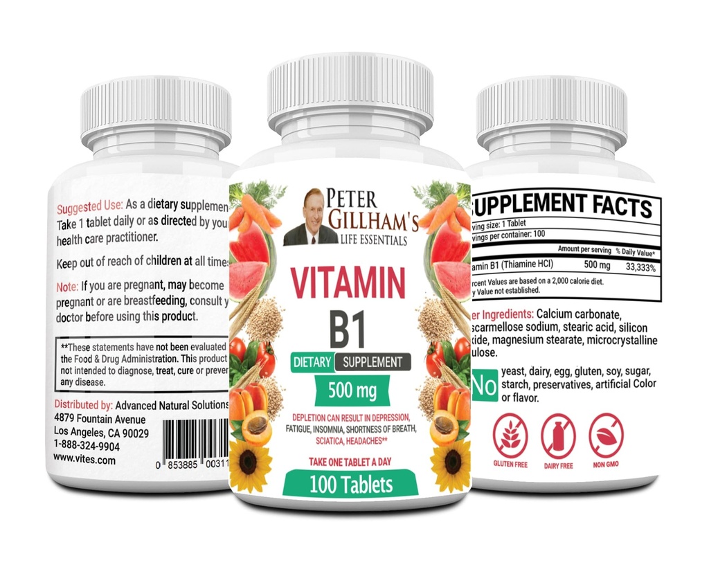 Peter's Choice B1 餐具补充(B1 500mg,100 Talets)