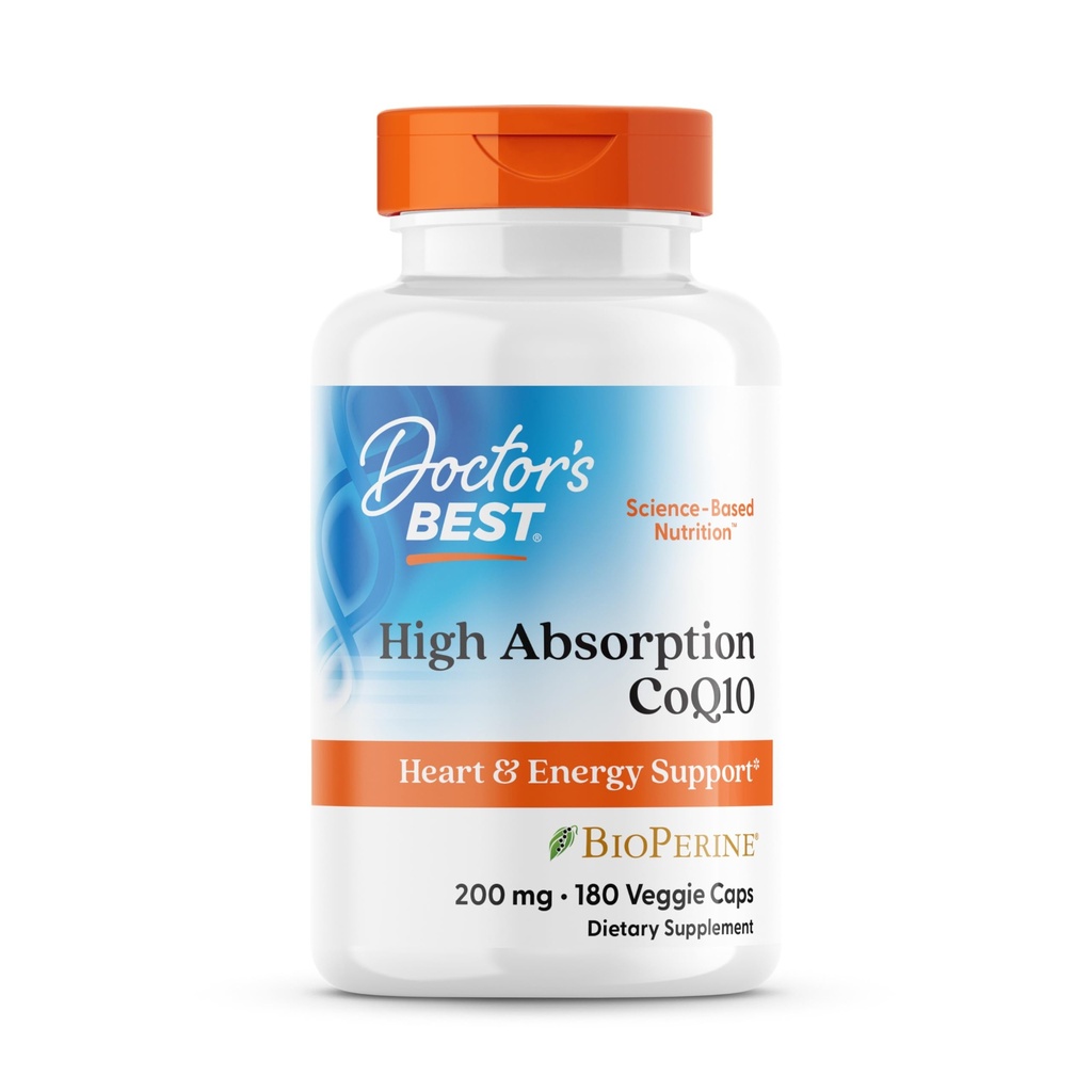 博士最佳高吸收CoQ10,心与能量支持,USP验证,自然发酵CoQ10,N-GMO Gluten Free,Soy Free,Vegan 180 Veggie Caps
