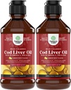 冰岛野生捕捉鳕鱼肝油液 - Omega 3的鱼油滴,EPA,DHA,维生素D & A - 液体鳕鱼肝脏的心脏,联合,大脑和免疫支持补充剂 - 240毫升 (8 Ounce) 2 Pack