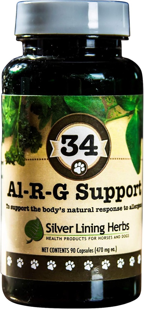 Silver Lining Herbs 34 Canine Al-R-G - 对狗的草药过敏补充剂 - 对狗的自然过敏支持 - 推动狗的健康,正常,对过敏性反应 - 90 Capsules