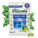 Ricola Max Cool Menthol Nasal Care 大型包装袋 咳嗽抑制剂 双行动液体中心 舒缓长距离救援 - 34 Counter (一包)
