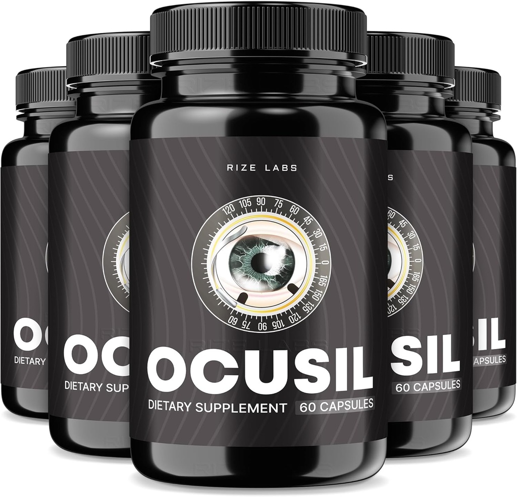 rizes 实验室 Ocusil Capsules, 支持眼补充剂, 提高浓度和重点的润滑剂, 全自然药丸 健康眼, 视力 - 包5(300 Capsules)