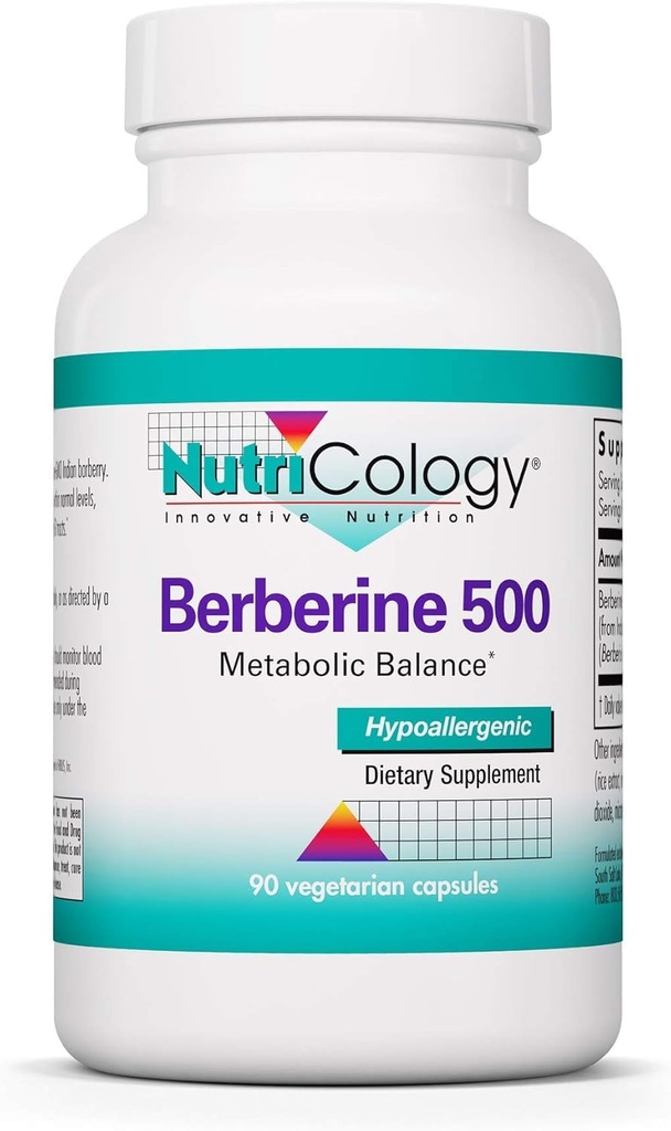 营养学Berberine 500mg 补充剂 - 多面代谢支持,支持健康胆固醇,印度巴贝利根,伪绿素,蔬菜卡普尔-90个计数