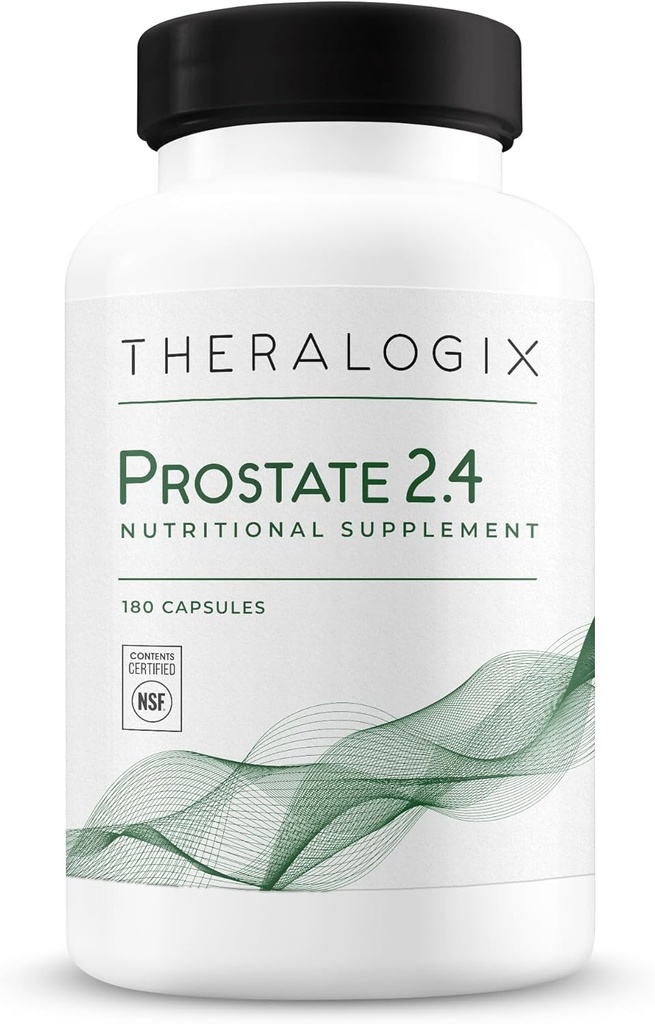 Theralogix 前列腺 2.4 营养补充 - 90天供应 - 男性前列腺健康 - 支持健康前列腺组织 - 利可佩内,维生素D3,硒和维生素E - NSF认证 - 180 Capsules