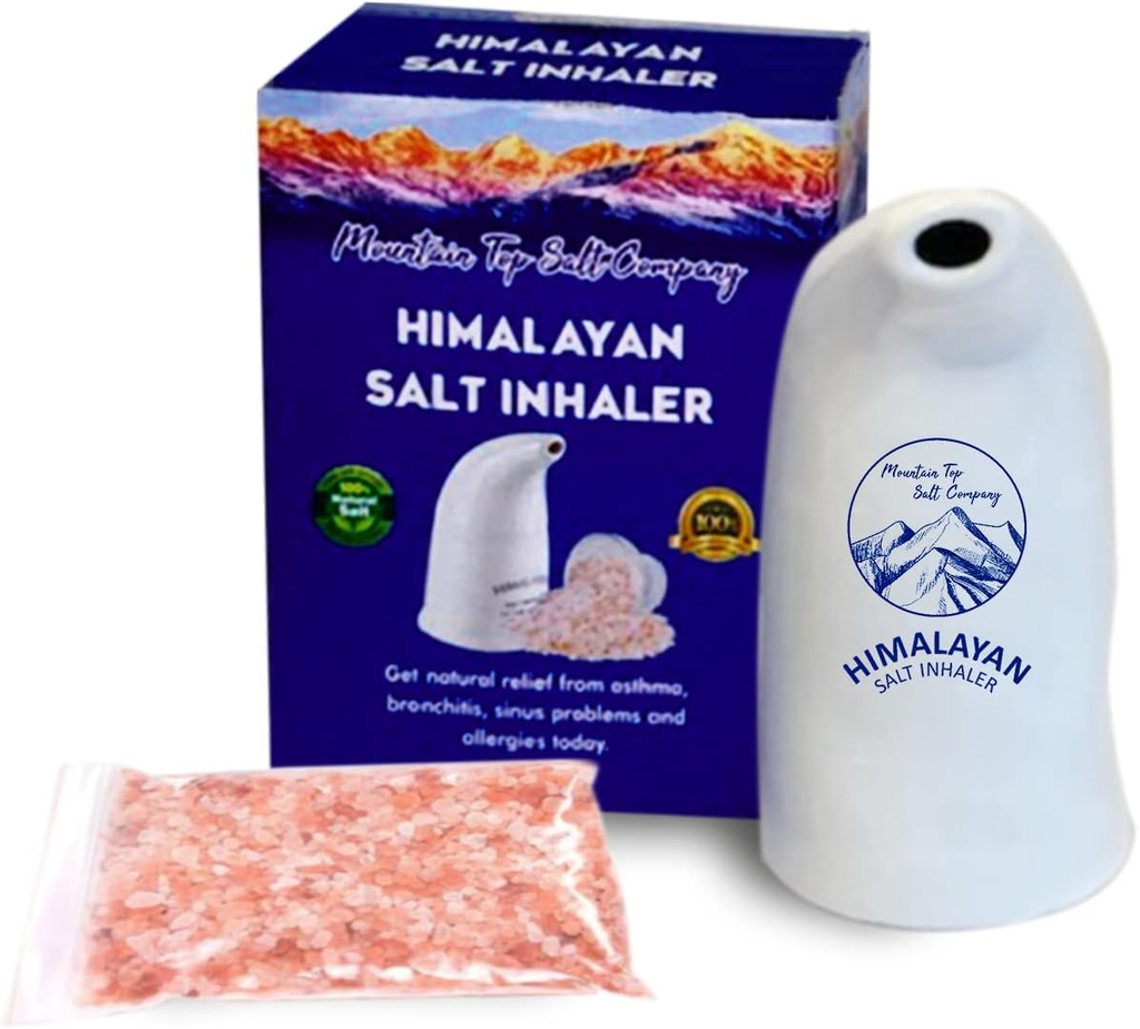 与喜马拉雅粉红水晶盐(Himalayan Pink Crystal Salt)一起的陶瓷喜马拉雅盐 Inhaler – 对过敏性、解毒和其他呼吸条件的巨大影响 — 手持和便携式