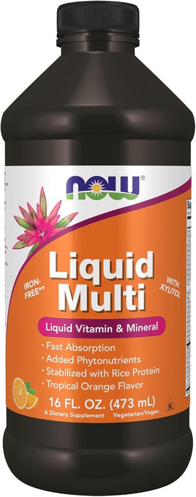 Now Foods Supplements, Liquid multi, Tropical Orange Flavor, 快速吸附, 加上添加的 Phytonutrients, 16-Ounce( 16-Ounce) 食品补充, 液体多, 热带橙色 Flavor, 快速吸附, 添加的 Phytonutrients, 16-Ounce