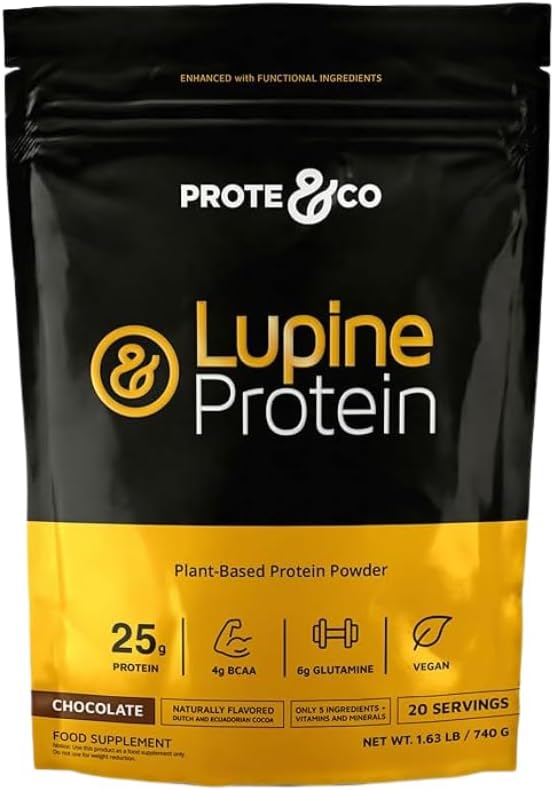 蛋白质&Co Lupin蛋白 - 24g of Vegan Plant 基于蛋白粉. 非转基因生物、无添加糖、无乳糖、无胶、无豆。