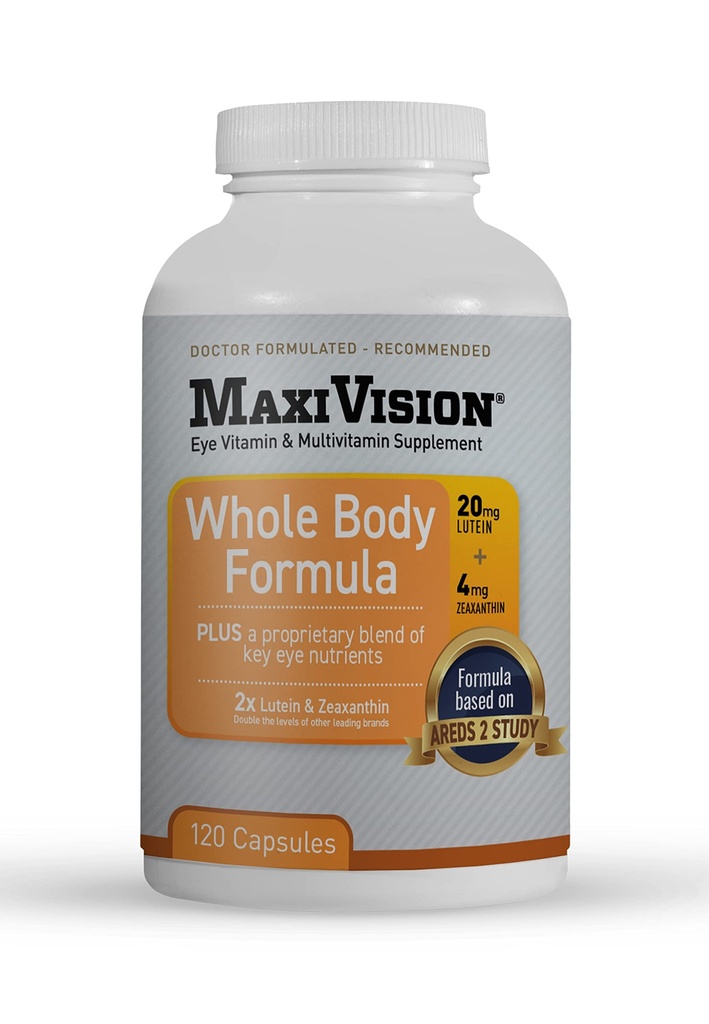 MaxiVision → AREDS 2全体配方 - AREDS 2 眼维生素 w/Lutein 和 Zeaxanthin - 用于 Macular 支持 - Eye Strain 眼辅助 - 120 Capsules Count, 1瓶