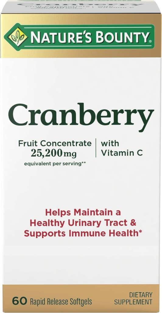 自然丰厚的Cranberry饮食补充,支持尿道切除和免疫健康,软胶,25,200Mg,60Ct