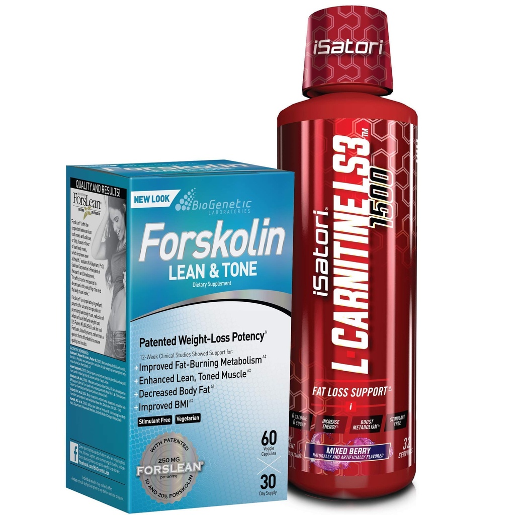 iSatori L-Carnitine LS3 混合Berry 1500mg(32架)和生物遗传实验室 Forskolin Lean & Tone