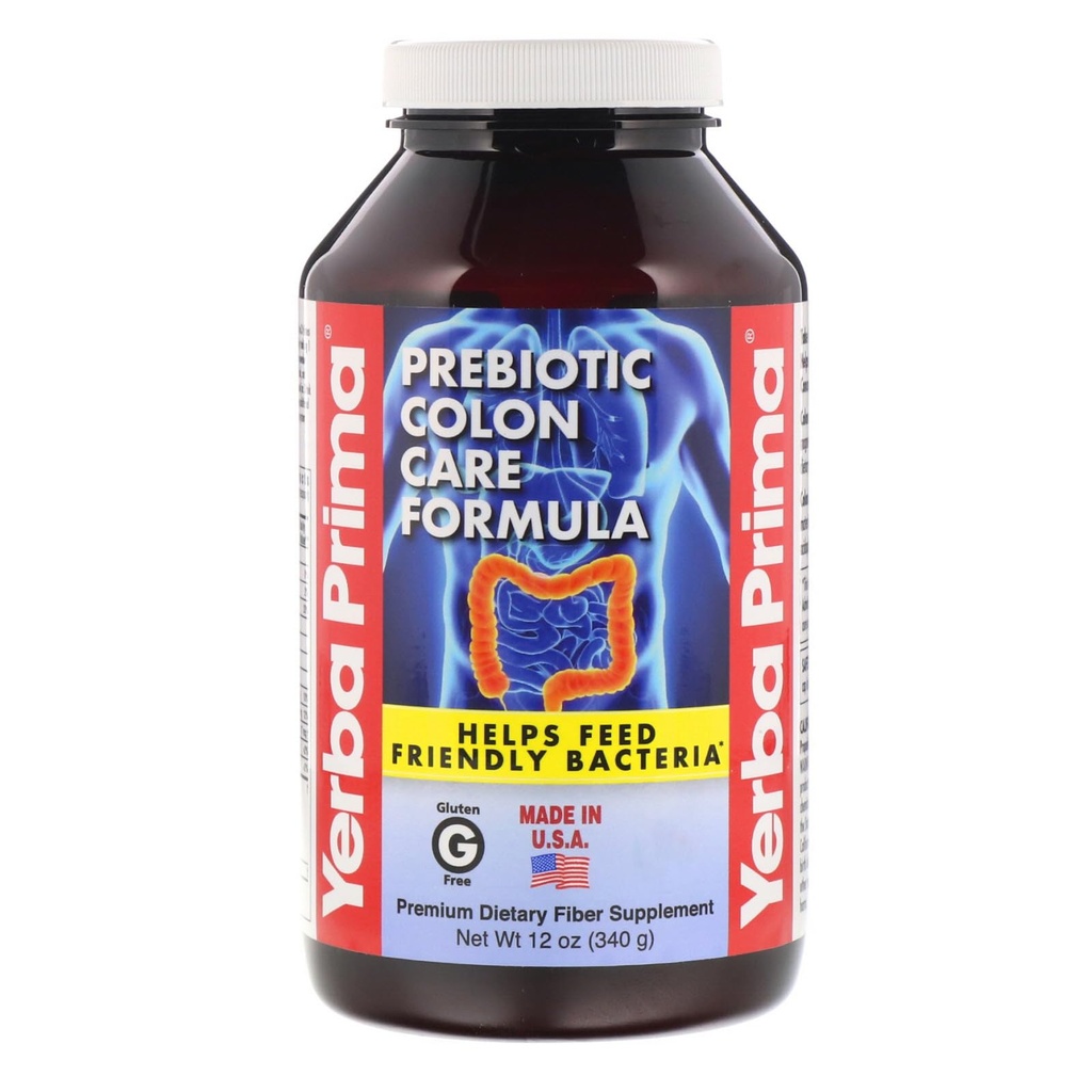 Yerba Prima Prebiotic Colon Care Formation Powder, 12 Ounce - Premium Dietri Fiber 补充品, Gluten Free, 在美国制造,非GMO