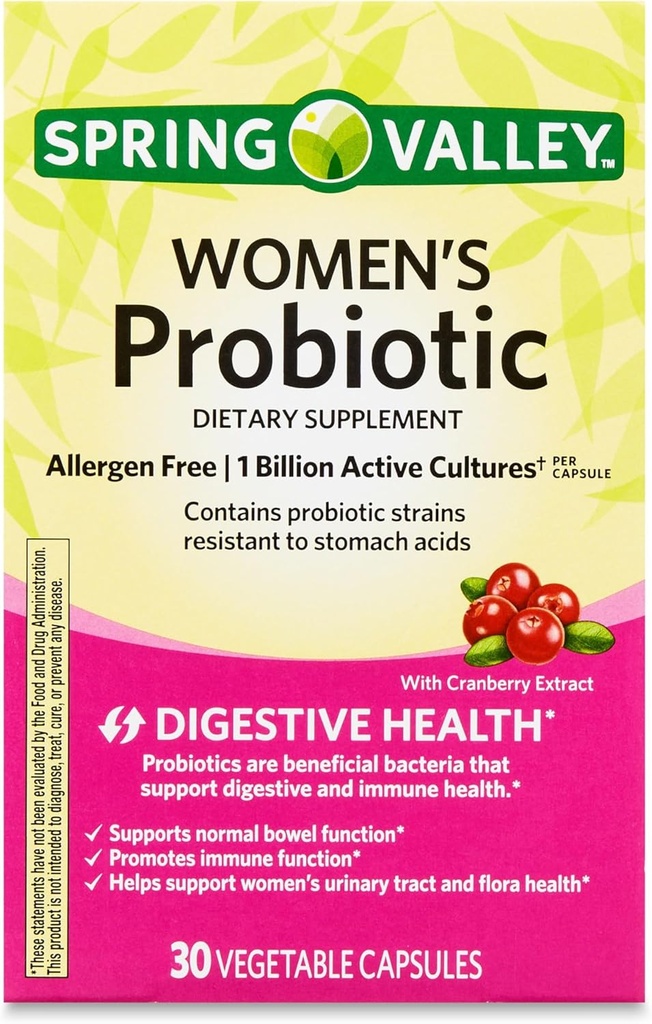 以预生胰岛素(Prebiotic Inulin & Cranberry)为补充的妇女营养补充剂——消化剂、尿液、和免疫健康支助、1亿种积极文化、8种草原、30种Capsules -- -- 妇女的古特健康营养剂