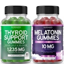 甲状腺素支持女性和男性(90 Gummys)支持补充 - 美味苹果 Flavor - Melatonin Gummys for 成人(180 Count) - 快速溶解 Melatonin 10mg Gummys - 非 GMO, Vegan & USA Made